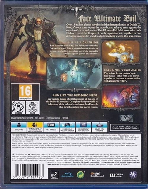 Diablo 3 - Ultimate Evil Edition - PS4 (B Grade) (Genbrug)